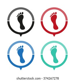 footprint - vector icon; map pointer;  message bubble