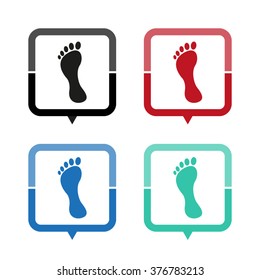 footprint - vector icon; map pointer;  message bubble