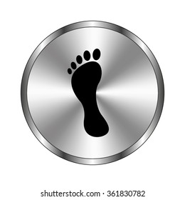 footprint - vector icon;  metal button