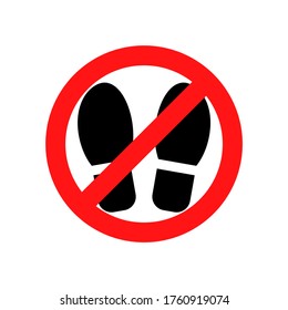 Footprint vector icon, no shoes, don`t step allowed warning isolated symbol illustration.