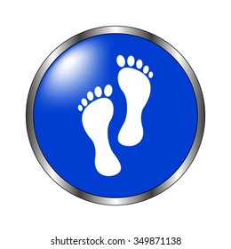 footprint - vector icon on the blue button