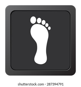 footprint - vector icon on a grey button