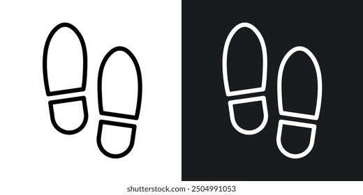 Footprint vector icon set black and white filled and outlined style.