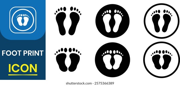  Footprint vector icon set. Male and female tracks. Foot imprint, footsteps icon collection. Vector illustration.