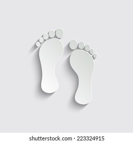 footprint - vector icon with shadow on a grey background