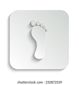 footprint  - vector icon with shadow on a grey button