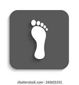 footprint - vector icon with shadow on a grey button