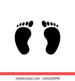 Footprint vector icon, steps symbol. Simple, flat design for web or mobile app