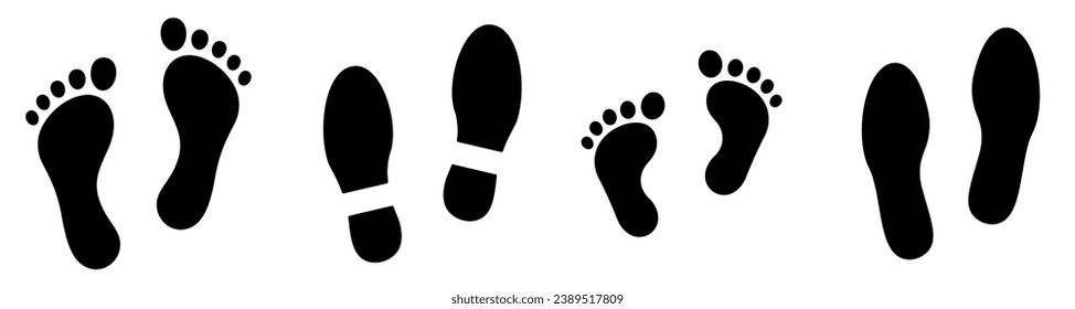 Footprint vector set. Footprints silhouette. Simple footprints set vector