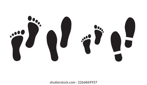 Footprint vector set. Footprint silhouette. Simple footprints set vector