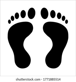 Footprint vector sign. stand here on circle with black border yellow background