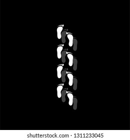 Footprint. White flat simple icon with shadow