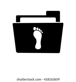 footprint - white vector icon ; black folder