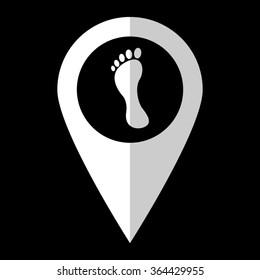 footprint - white vector icon;  map pointer