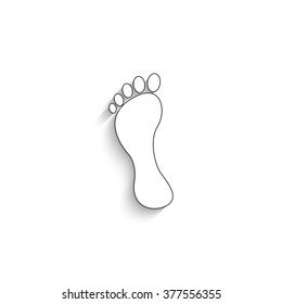 footprint - white vector icon  with shadow