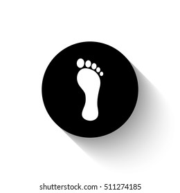 footprint - white vector  icon with shadow