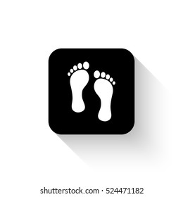 footprint - white vector  icon with shadow
