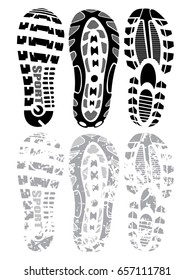 footprint winter shoes vector set stock