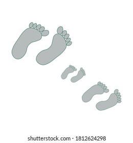  footprints of an adult and a child. 
 vector illustration.
