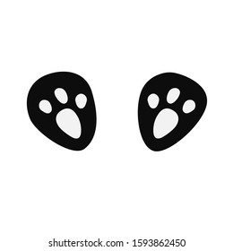 Footprints of an animal, panda or bear, tiger or cat, dog and others. Black and white illustration on a white background