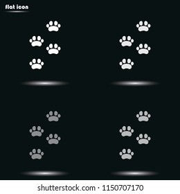 Footprints of animal paw flat grayscale vector icon.