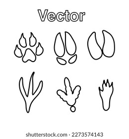 Footprints of animals. Animal legs silhouette on white background 