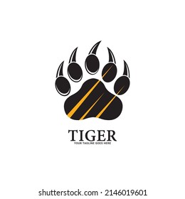 Footprints Of A Big Cat. Paw Tiger. Vector