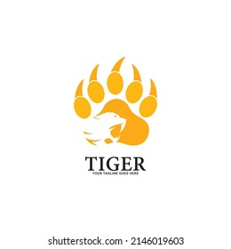 Footprints Of A Big Cat. Paw Tiger. Vector