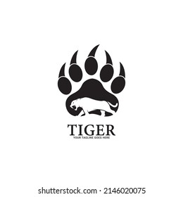 Footprints Of A Big Cat. Paw Tiger. Vector