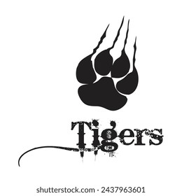 Footprints of a big cat. Paw tiger. Vector-Wild Life Logo Paw and Scratch Claw
