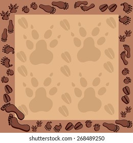 Footprints in brown frame 2 - vector illustration.