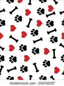 Footprints of cat, seamless vector wallpaper