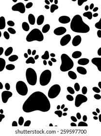 Footprints of cat, seamless vector wallpaper