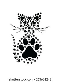 Footprints of cat, seamless, vector, wallpaper