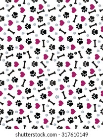 Footprints of cat, seamless vector wallpaper