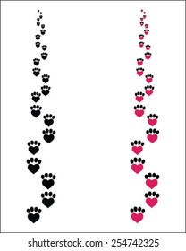  Footprints of cat, turn left, vector illustration
