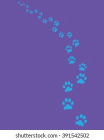 Footprints of cat, turn left, vector