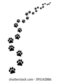 Footprints of cat, turn right, vector illustration