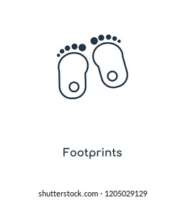 Footprints concept line icon. Linear Footprints concept outline symbol design. This simple element illustration can be used for web and mobile UI/UX.