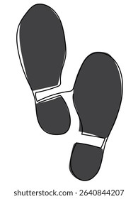 Footprints in continuous line drawing on a white background.