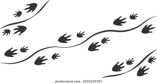 Footprints of Crocodile, Traces of a Reptilia on white background. Crocodile or alligator silhouette animal tracks. Paw Print. Vector illustration. EPS10.