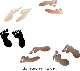 footprints different skin tones and orientations