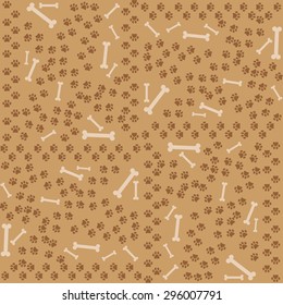 footprints dog and bones  pattern