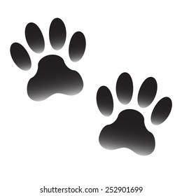 Footprints of dog isolated on white background. Animal paw icon or sign. Vector illustration.