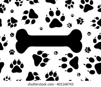 Footprints of dog , seamless vector wallpaper