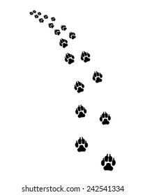 Footprints of dog, turn left, vector