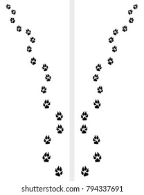 Footprints of dog, turn right or left