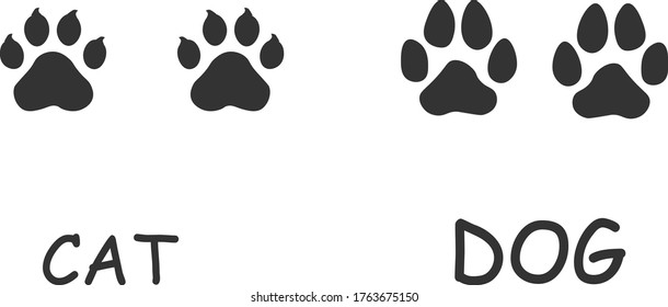 the footprints of dogs and cats.title.isolated on a white background.vector.