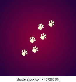 footprints of dogs, turn right -vector illustration