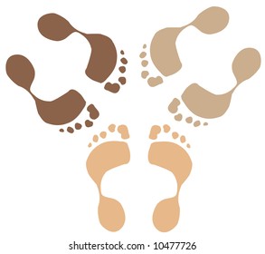 footprints of ethnic people or team - diversity - vector